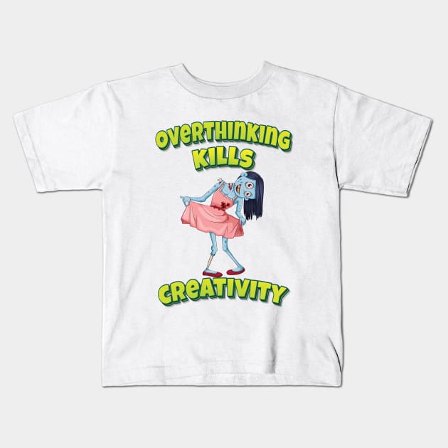 Overthinking Kills Creativity Ballerina Zombie Kids T-Shirt by ProjectX23Red